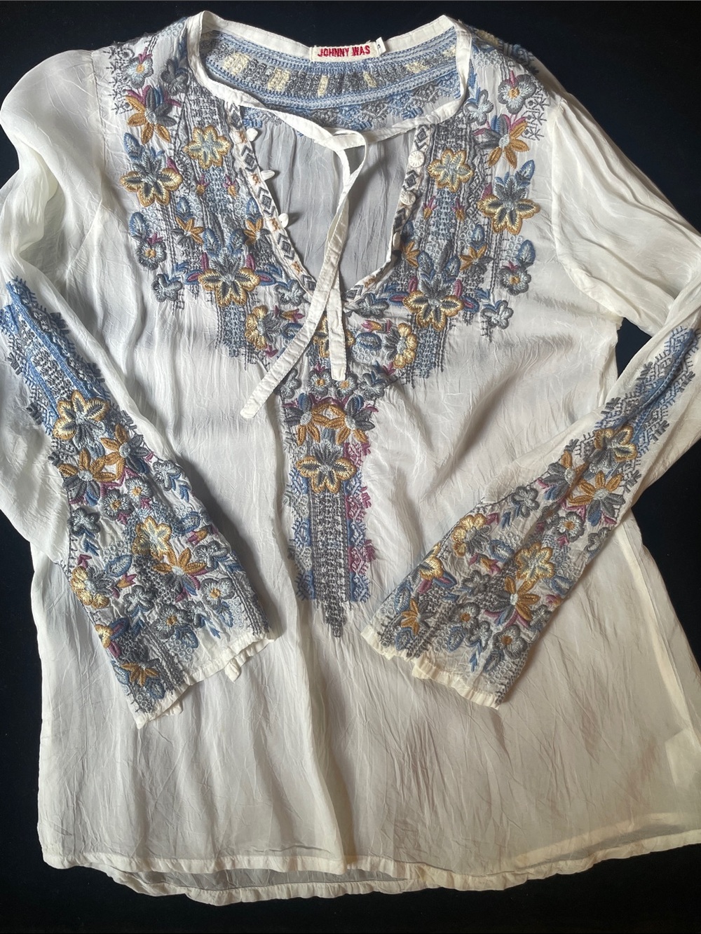 Embroidered Johnny Was Tunic Blouse